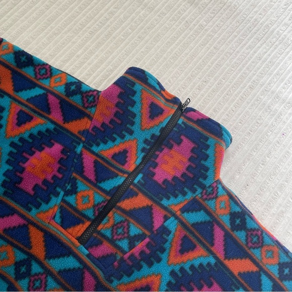 Vintage Wildrose Men’s Native Aztec Print 1/4 Zip Fuzzy Sherpa Sweater - Picture 2 of 10